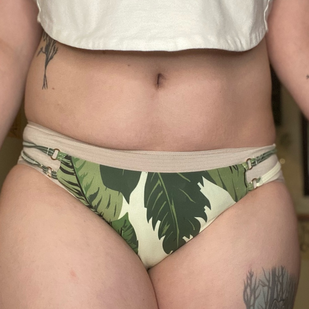 Cute Summer Beach Riot X Stone Cold Fox Palm Print Strappy Cheeky Bikini Bottoms - Picture 2 of 7